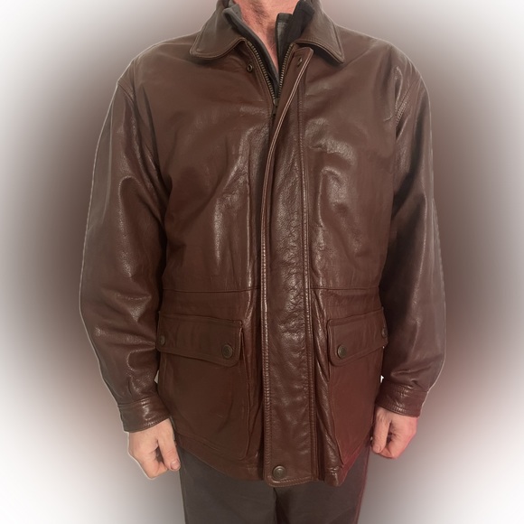 Vintage Genuine leather vintage mens jacket size L - Picture 2 of 12